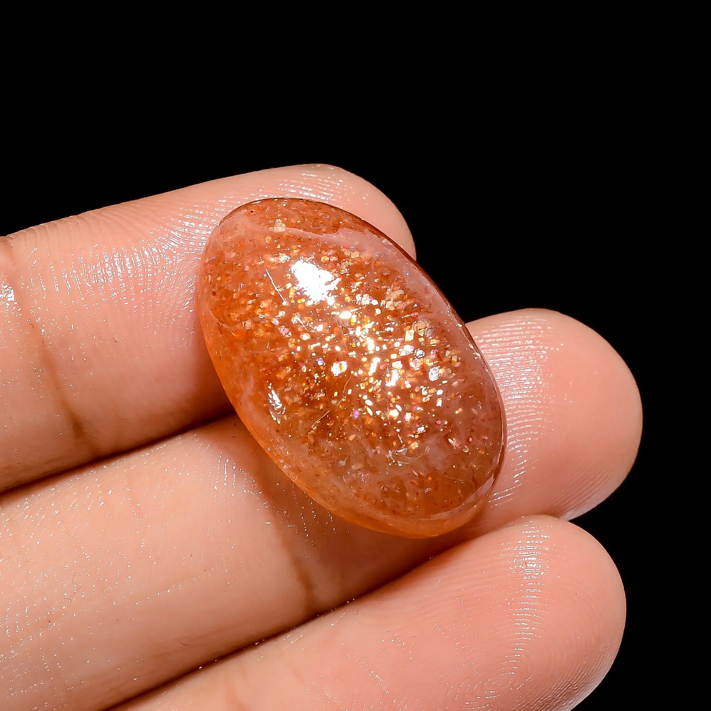 Beautiful Top Grade Quality 100% Natural Sunstone Oval Shape Cabochon Loose Gemstone For Making Jewelry 16.5 Ct. 24X14X6 mm V-4129