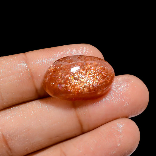 Dazzling Top Grade Quality 100% Natural Sunstone Oval Shape Cabochon Loose Gemstone For Making Jewelry 18 Ct. 22X13X7 mm V-4131