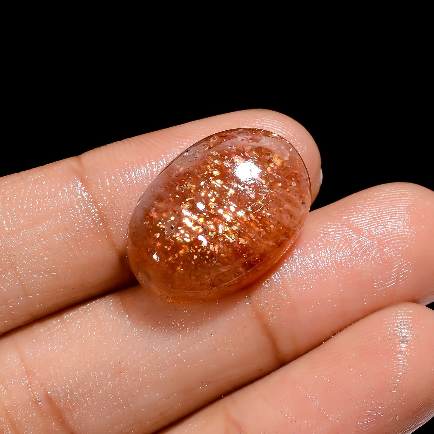 Excellent Top Grade Quality 100% Natural Sunstone Oval Shape Cabochon Loose Gemstone For Making Jewelry 18 Ct. 21X15X6 mm V-4132