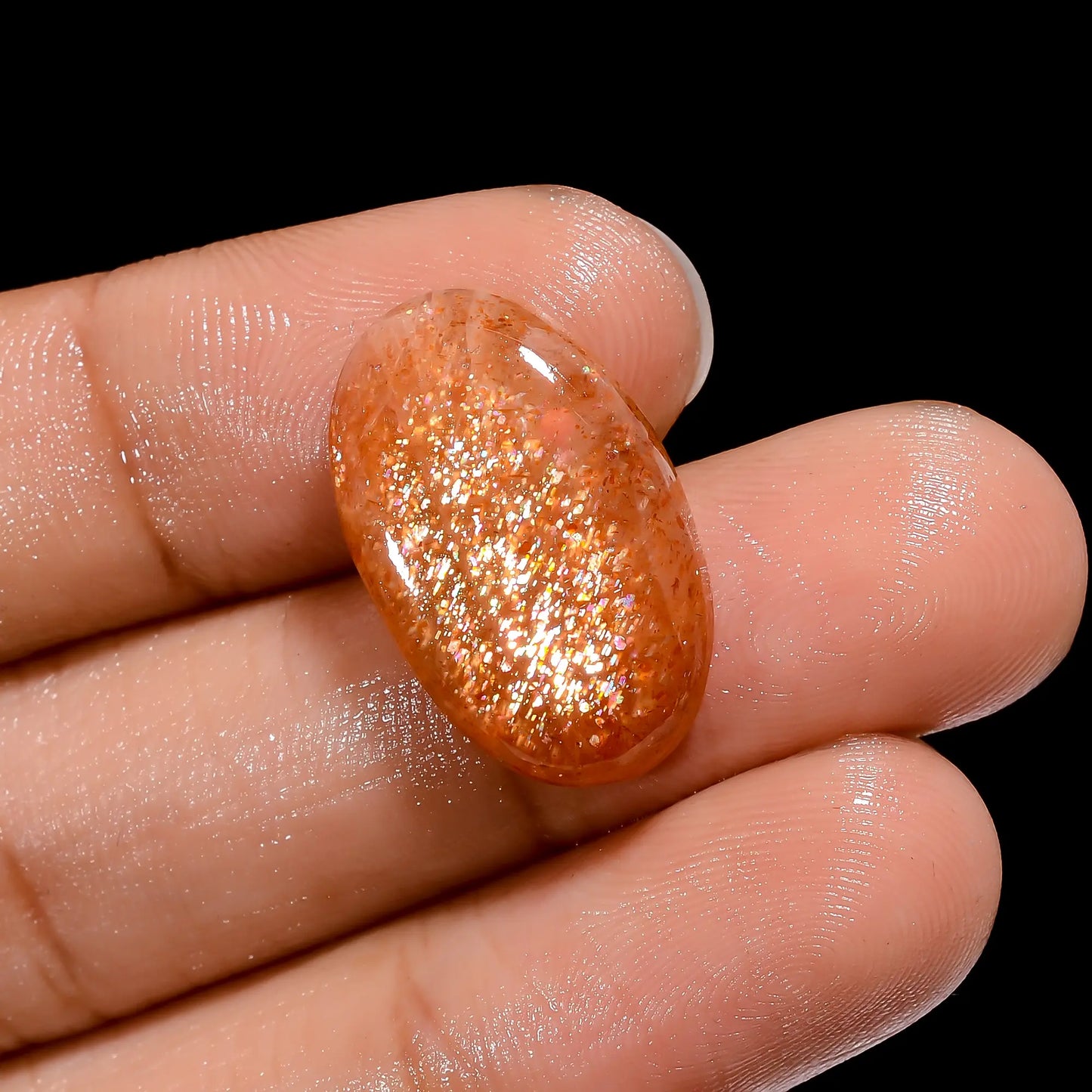 Elegant Top Grade Quality 100% Natural Sunstone Oval Shape Cabochon Loose Gemstone For Making Jewelry 11.5 Ct. 21X13X5 mm V-4134