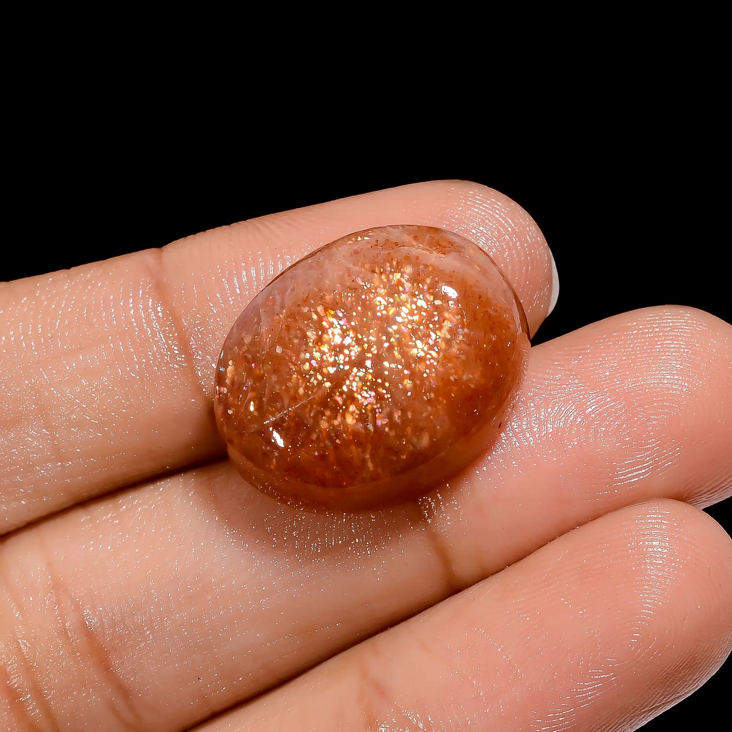 Fabulous Top Grade Quality 100% Natural Sunstone Oval Shape Cabochon Loose Gemstone For Making Jewelry 21.5 Ct. 21X17X7 mm V-4135