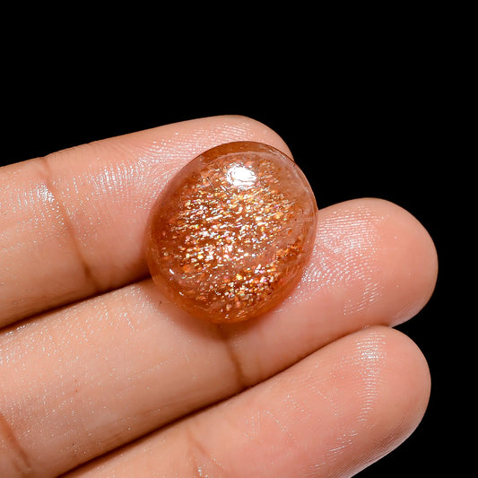 Fantastic Top Grade Quality 100% Natural Sunstone Oval Shape Cabochon Loose Gemstone For Making Jewelry 12.5 Ct. 19X16X5 mm V-4136