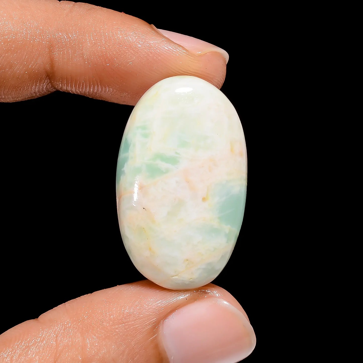 Supreme Top Grade Quality 100% Natural Amazonite Oval Shape Cabochon Loose Gemstone For Making Jewelry 30 Ct. 30X18X7 mm V-4144