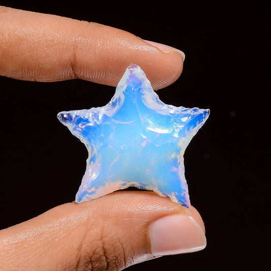 Fantastic Top Grade Quality Opalite Druzy Star Shape Cabochon Loose Gemstone For Making Jewelry 30 Ct. 33X32X9 mm V-4182