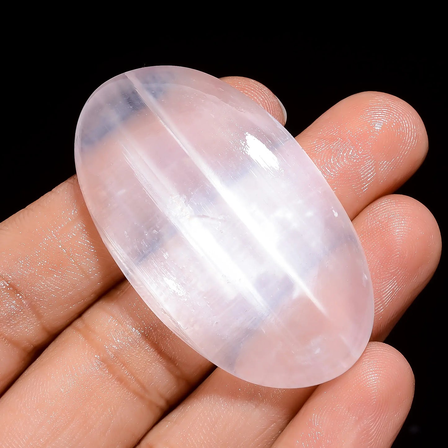 Supreme Top Grade Quality 100% Natural Selenite Oval Shape Cabochon Loose Gemstone For Making Jewelry 79 Ct. 48X27X8 mm V-4192