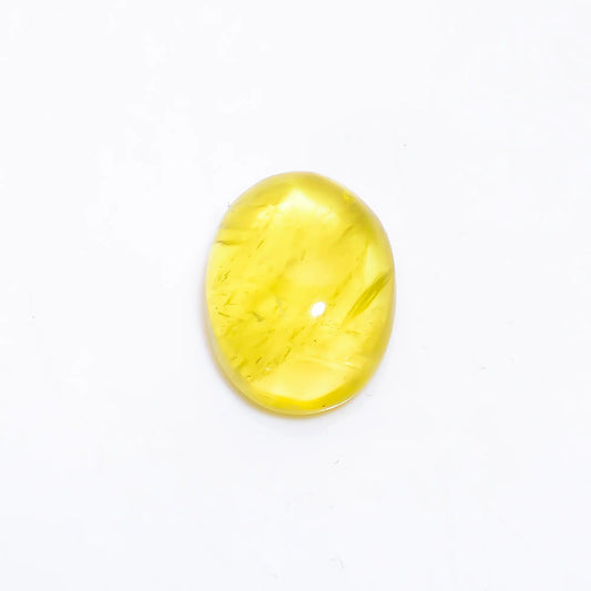 Unique Top Grade Quality 100% Natural Lemon Prehnite Oval Shape Cabochon Loose Gemstone For Making Jewelry 32.5 Ct. 24X18X9 mm V-4374