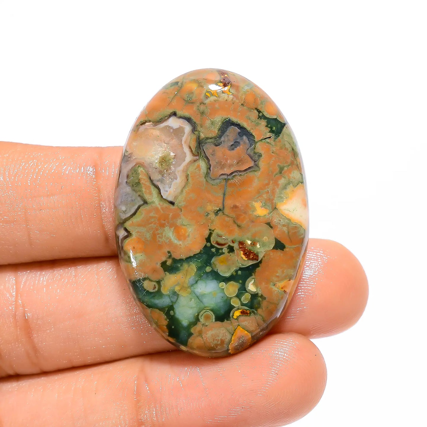 Fantastic Top Grade Quality 100% Natural Rhyolite Oval Shape Cabochon Loose Gemstone For Making Jewelry 46 Ct. 39X26X5 mm V-4408