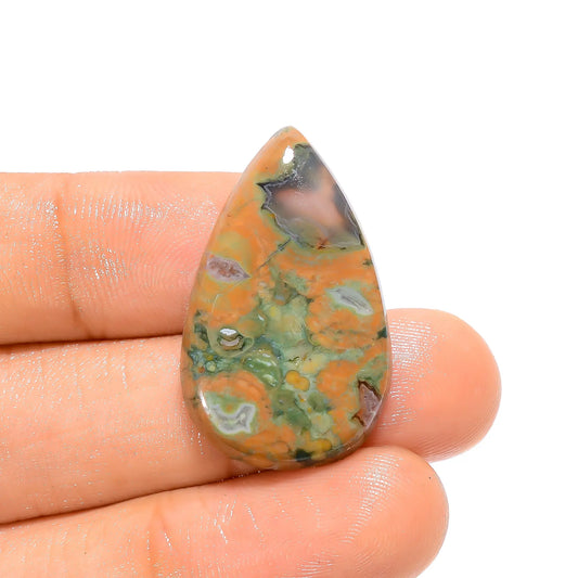 Gorgeous Top Grade Quality 100% Natural Rhyolite Pear Shape Cabochon Loose Gemstone For Making Jewelry 20 Ct. 34X15X5 mm V-4409