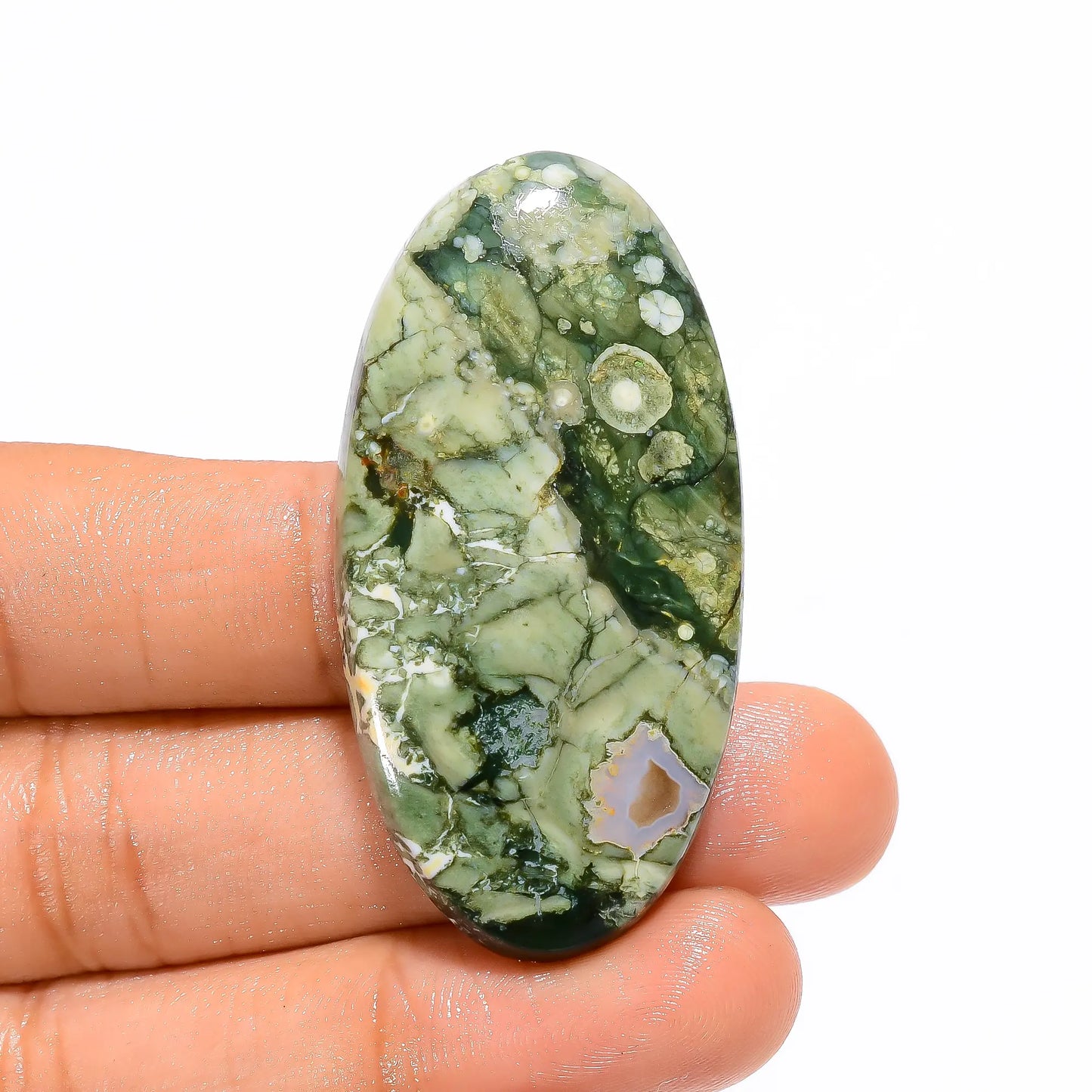 Stunning Top Grade Quality 100% Natural Rhyolite Oval Shape Cabochon Loose Gemstone For Making Jewelry 59.5 Ct. 49X25X6 mm V-4417