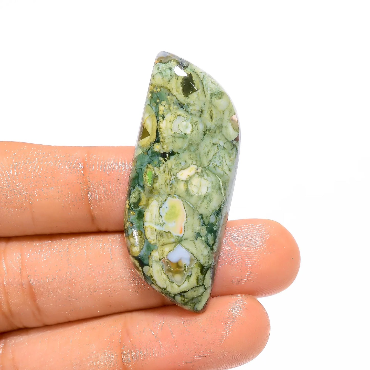 Unique Top Grade Quality 100% Natural Rhyolite Fancy Shape Cabochon Loose Gemstone For Making Jewelry 34 Ct. 42X18X5 mm V-4421