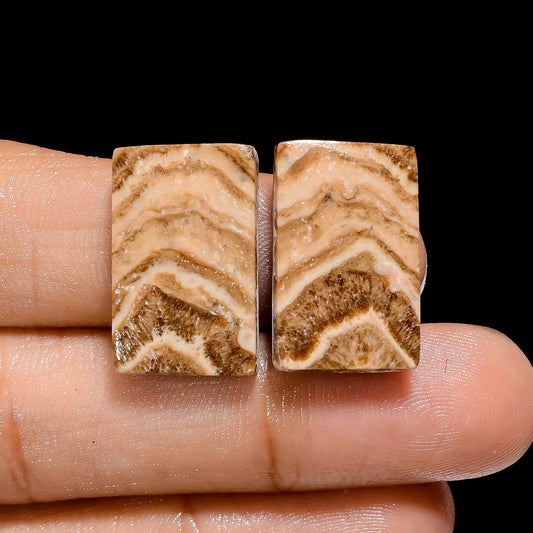 Awesome A One Quality 100% Natural Chocolate Calcite Aragonite Radiant Cabochon Gemstone Pair For Making Earrings 23 Ct. 20X13X4 mm V-4450