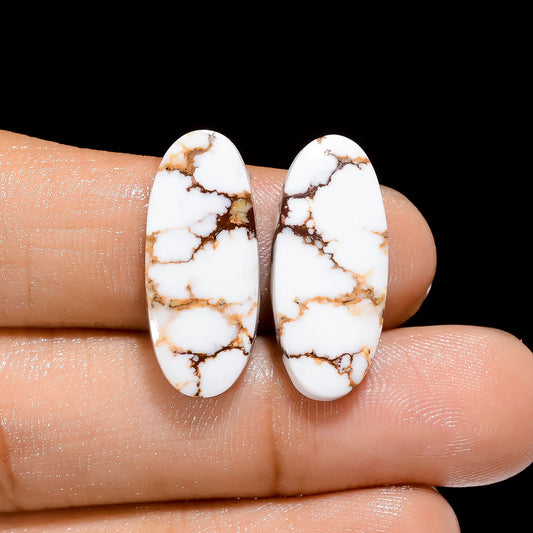 Dazzling A One Quality 100% Natural Wild Horse Magnesite Jasper Oval Shape Cabochon Gemstone Pair For Making Earrings 15.5 Ct 22X9X4 mm V4478