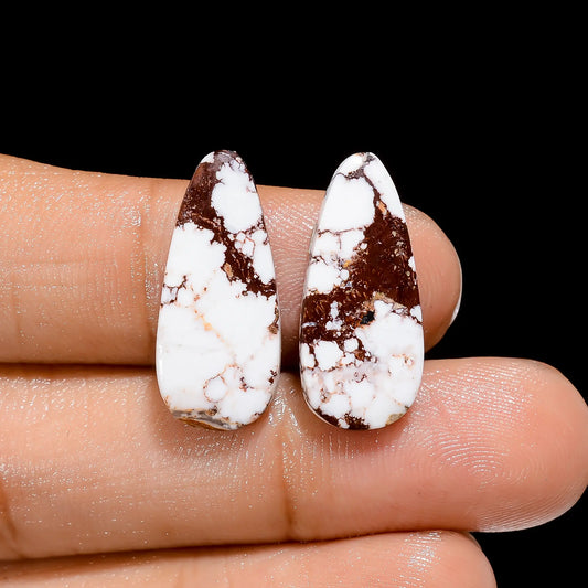 Wild Horse Magnesite Jasper Pear Shape Cabochon Loose Gemstone Pair Natural 12 Ct. 21X9X4 mm V-4483