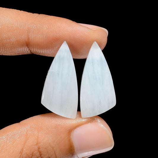 Unique Top Grade Quality 100% Natural Blue Aragonite Fancy Shape Cabochon Loose Gemstone Pair For Making Earrings 18 Ct. 24X11X4 mm V-4496