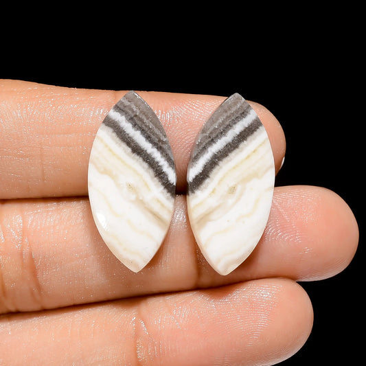 Immaculate Top Grade Quality 100% Natural Zebra Jasper Marquise Shape Cabochon Loose Gemstone Pair For Making Earrings 21.5 Ct. 25X12X4 mm V-4513