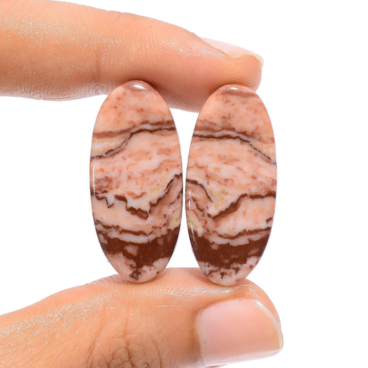 Awesome Top Grade Quality 100% Natural Coconut Jasper Oval Shape Cabochon Loose Gemstone Pair For Making Earrings 39.5 Ct. 30X14X4 mm V-4528