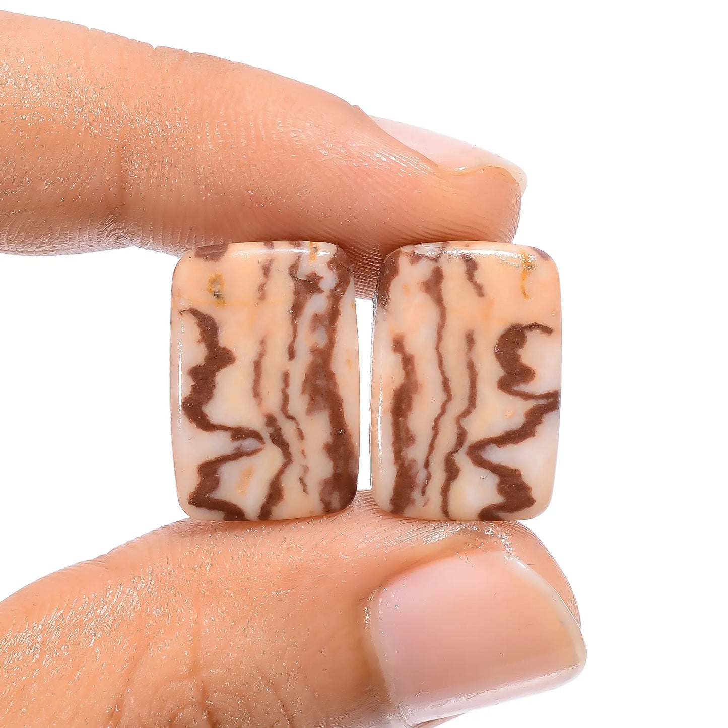 Dazzling Top Grade Quality 100% Natural Coconut Jasper Radiant Shape Cabochon Gemstone Pair For Making Earrings 16.5 Ct. 17X12X3 mm V-4531