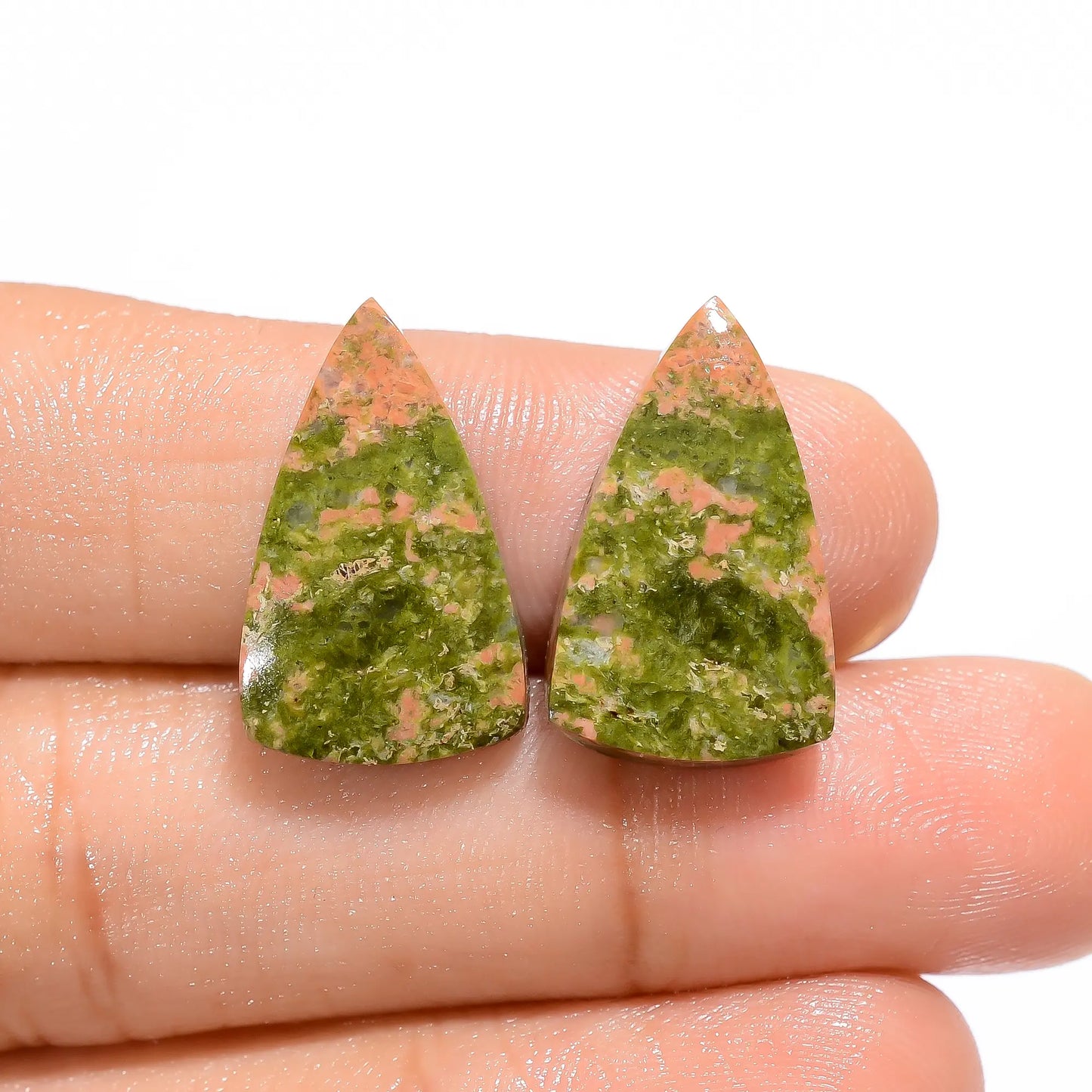 Wonderful Top Grade Quality 100% Natural Unakite Pear Shape Cabochon Loose Gemstone Pair For Making Earrings 18.5 Ct. 20X12X4 mm V-4572