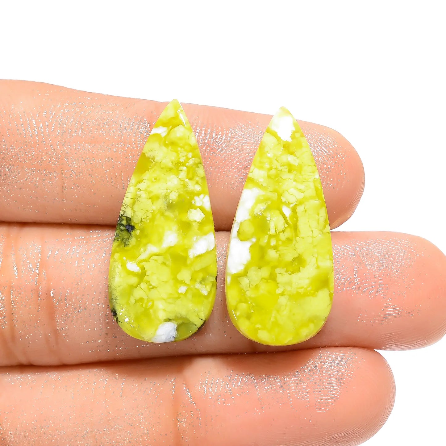 Supreme Top Grade Quality 100% Natural Lizardite Pear Shape Cabochon Loose Gemstone Pair For Making Earrings 16 Ct. 27X12X3 mm V-4643