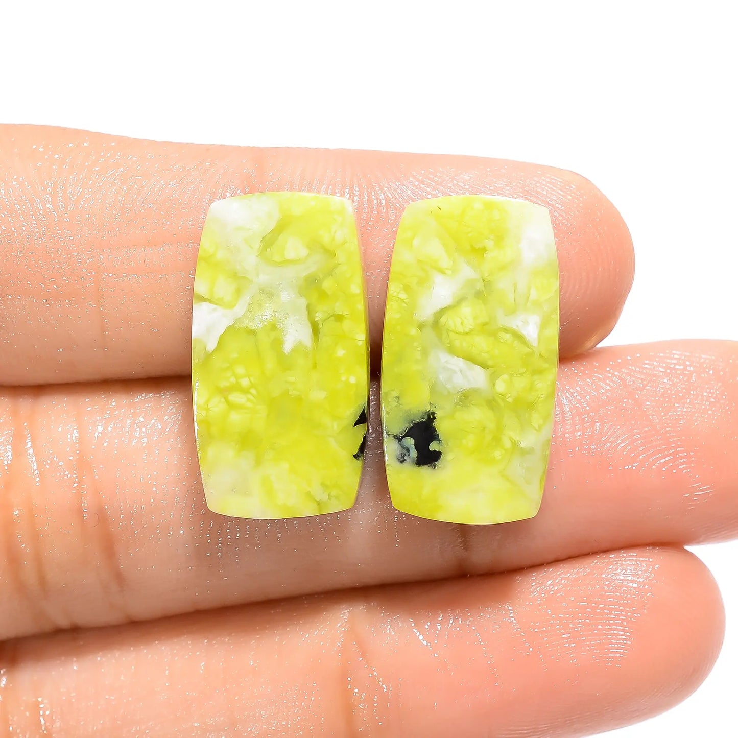 Wonderful Top Grade Quality 100% Natural Lizardite Radiant Shape Cabochon Loose Gemstone Pair For Making Earrings 20.5 Ct. 20X11X4 mm V-4647