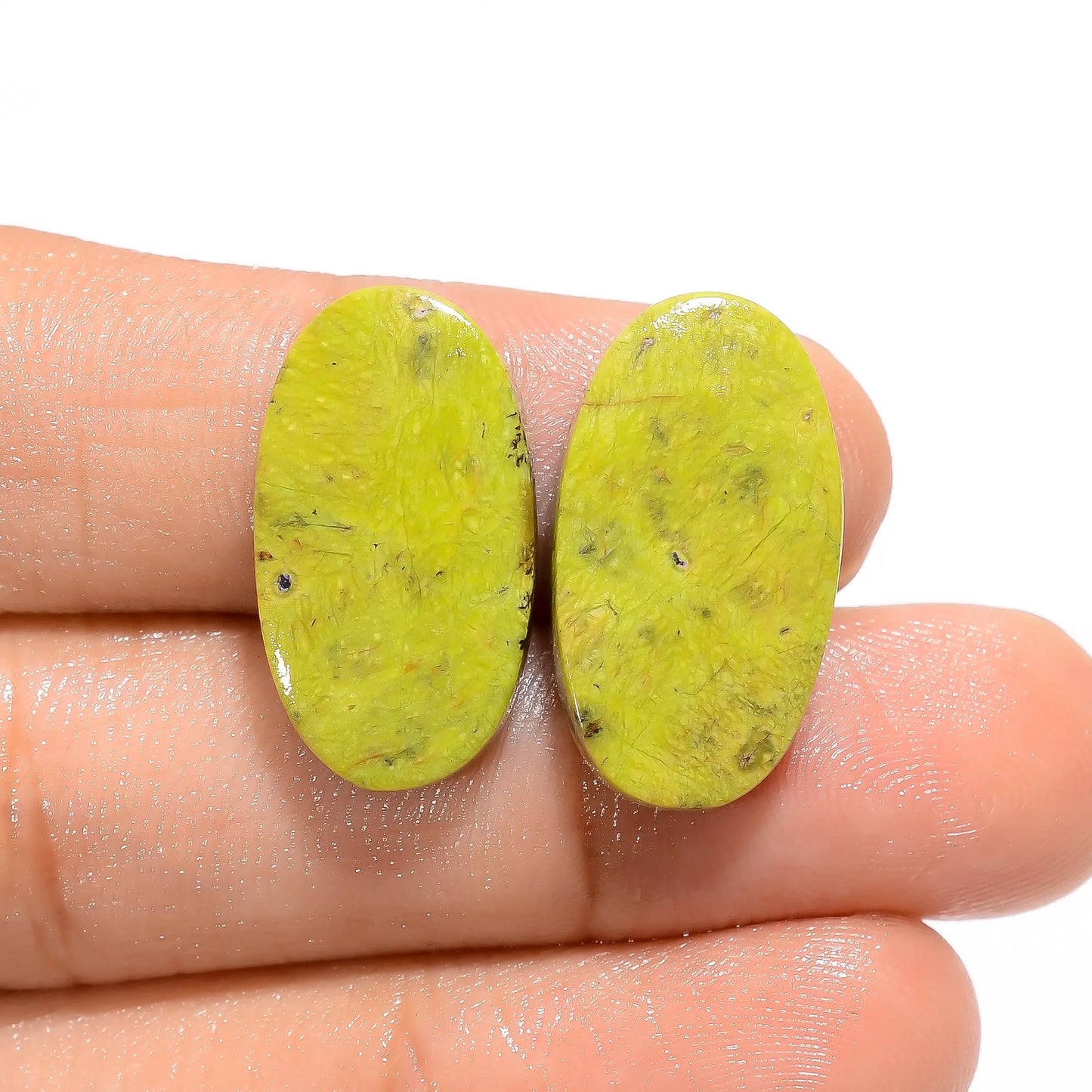 Classic Top Grade Quality 100% Natural Atlantasite Oval Shape Cabochon Loose Gemstone 2 Pcs For Making Jewelry 18.5 Ct. 21X11 21X12 mm V-4652