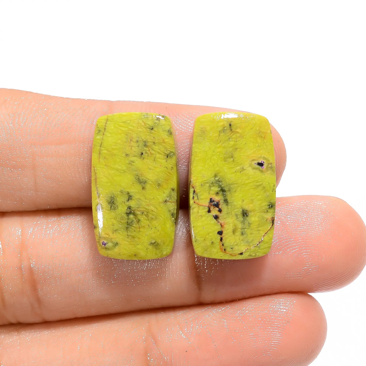 Exclusive Top Grade Quality 100% Natural Atlantasite Radiant Shape Cabochon Loose Gemstone Pair For Making Earrings 19 Ct. 20X12X4 mm V-4655