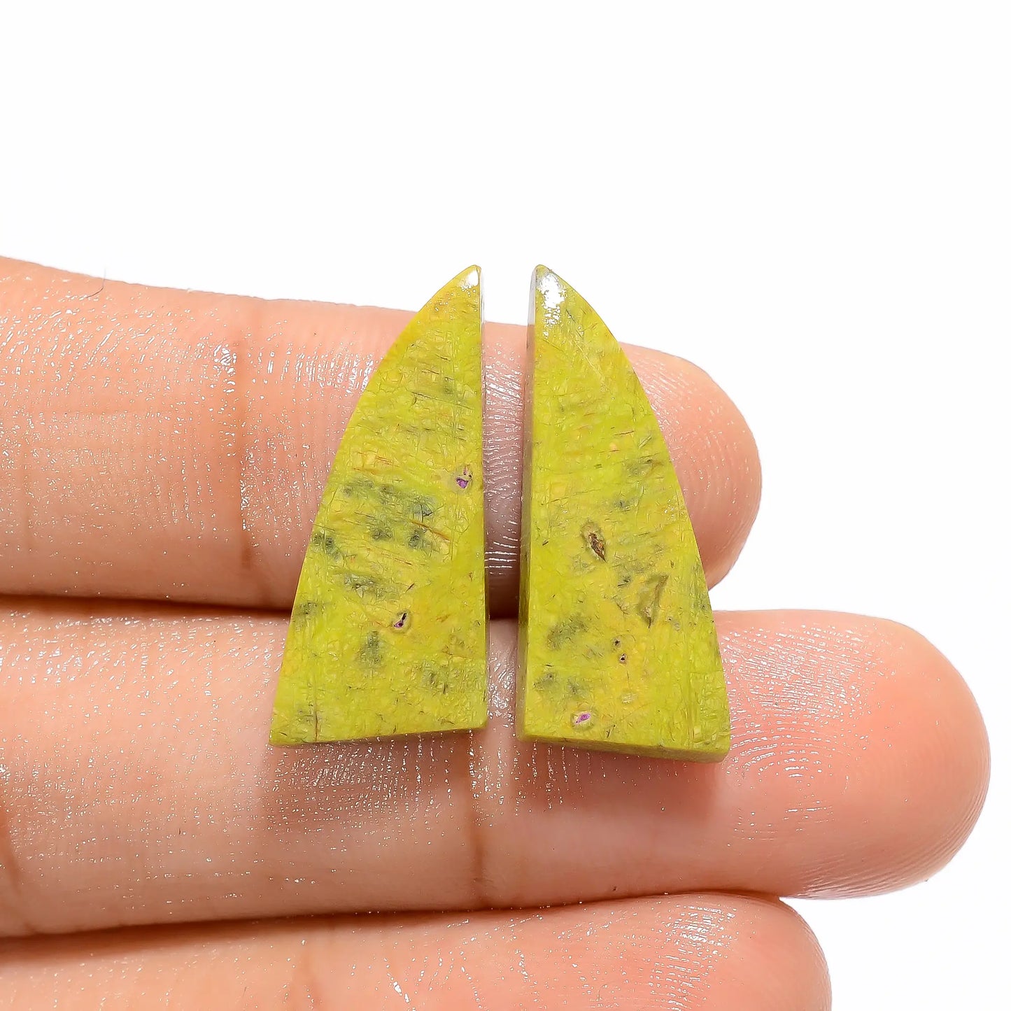 Fantastic Top Grade Quality 100% Natural Atlantasite Fancy Shape Cabochon Loose Gemstone Pair For Making Earrings 12.5 Ct. 24X9X4 mm V-4658