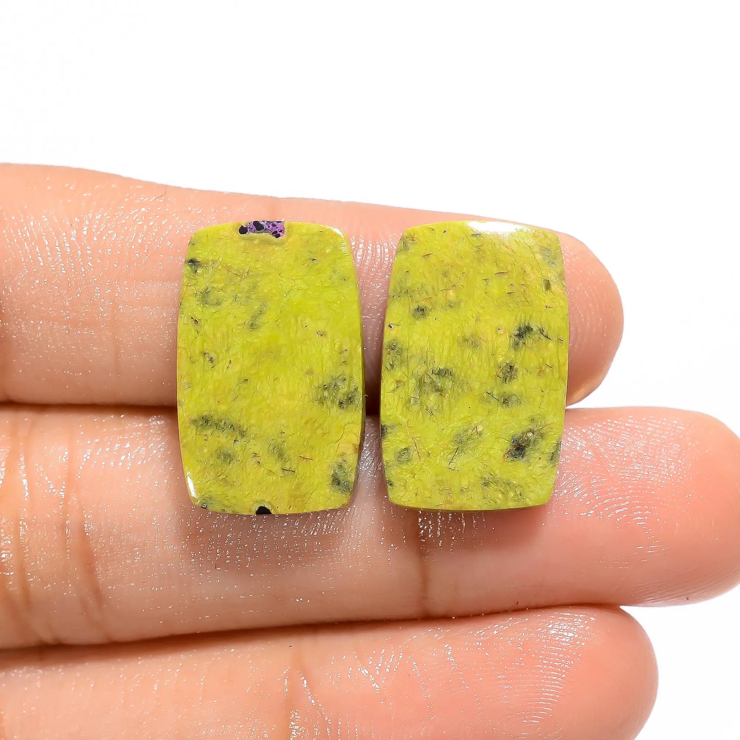 Gorgeous Top Grade Quality 100% Natural Atlantasite Radiant Shape Cabochon Loose Gemstone Pair For Making Earrings 18.5 Ct. 20X12X4 mm V-4659