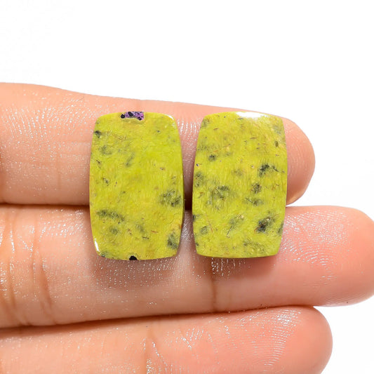 Gorgeous Top Grade Quality 100% Natural Atlantasite Radiant Shape Cabochon Loose Gemstone Pair For Making Earrings 18.5 Ct. 20X12X4 mm V-4659