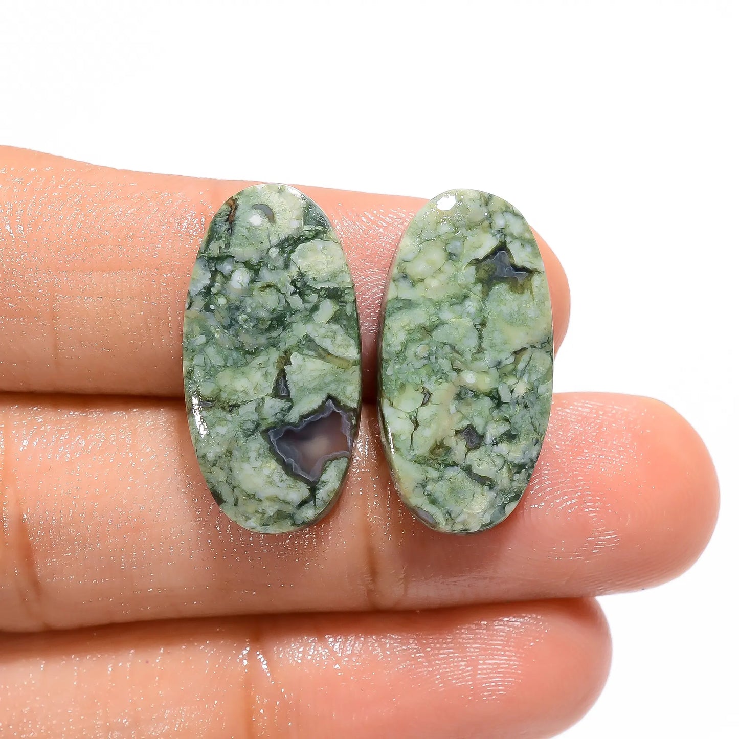 Attractive Top Grade Quality 100% Natural Rhyolite Oval Shape Cabochon Loose Gemstone Pair For Making Earrings 16 Ct. 23X11X3 mm V-4726