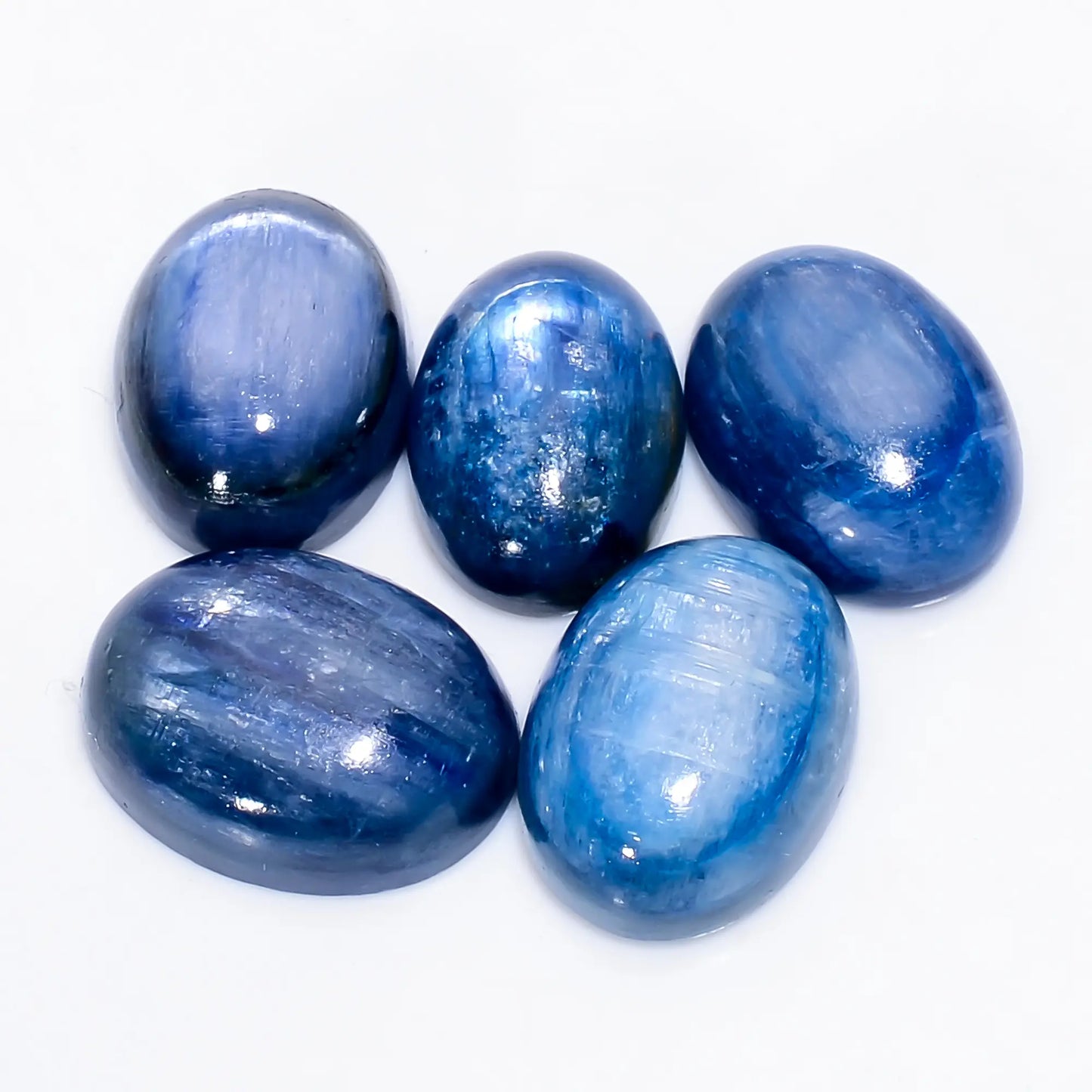 Wonderful Top Grade Quality 100% Natural Blue Kyanite Oval Shape Cabochon Gemstone 5 Pcs Lot For Making Jewelry 60.5 Ct 14X10 16X12 mm V-4742