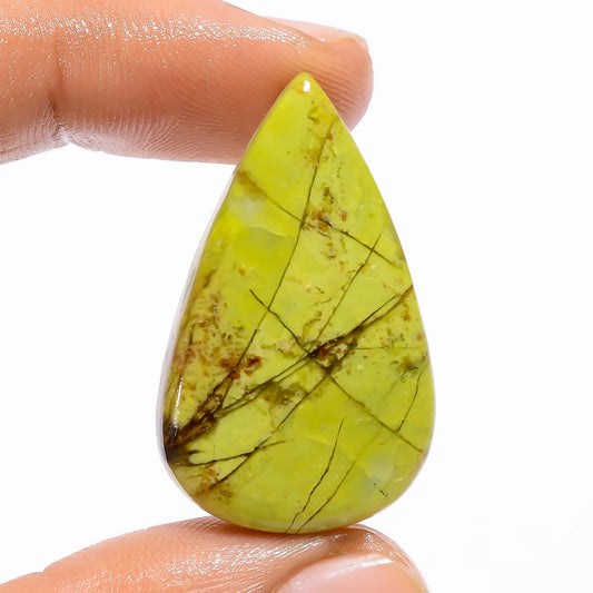 Exclusive Top Grade Quality 100% Natural Green Opal Pear Shape Cabochon Loose Gemstone For Making Jewelry 28.5 Ct. 34X20X5 mm V-4755