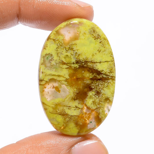 Outstanding Top Grade Quality 100% Natural Green Opal Oval Shape Cabochon Loose Gemstone For Making Jewelry 34.5 Ct. 37X24X4 mm V-4764