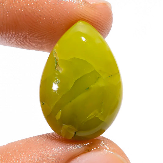 Splendid Top Grade Quality 100% Natural Green Opal Pear Shape Cabochon Loose Gemstone For Making Jewelry 11.5 Ct. 20X14X5 mm V-4789