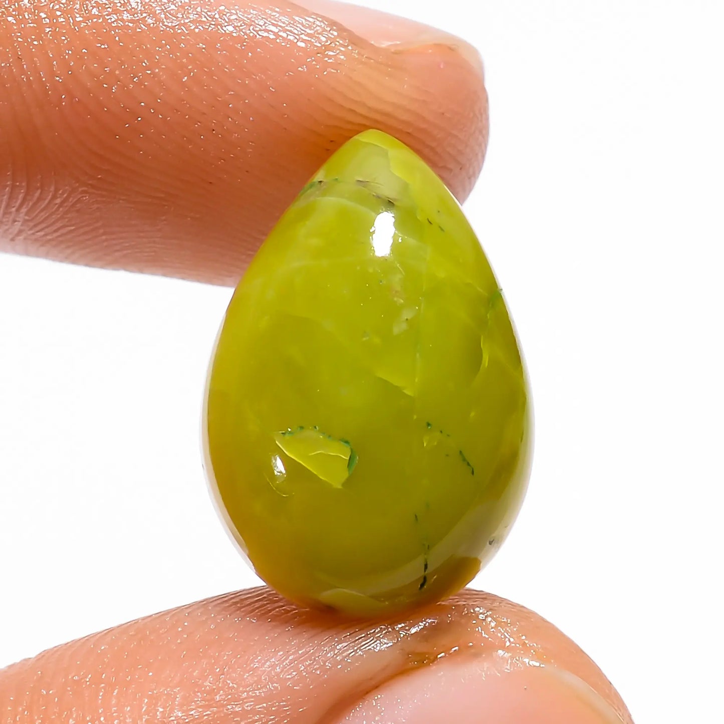 Tempting Top Grade Quality 100% Natural Green Opal Pear Shape Cabochon Loose Gemstone For Making Jewelry 7.5 Ct. 18X12X5 mm V-4792