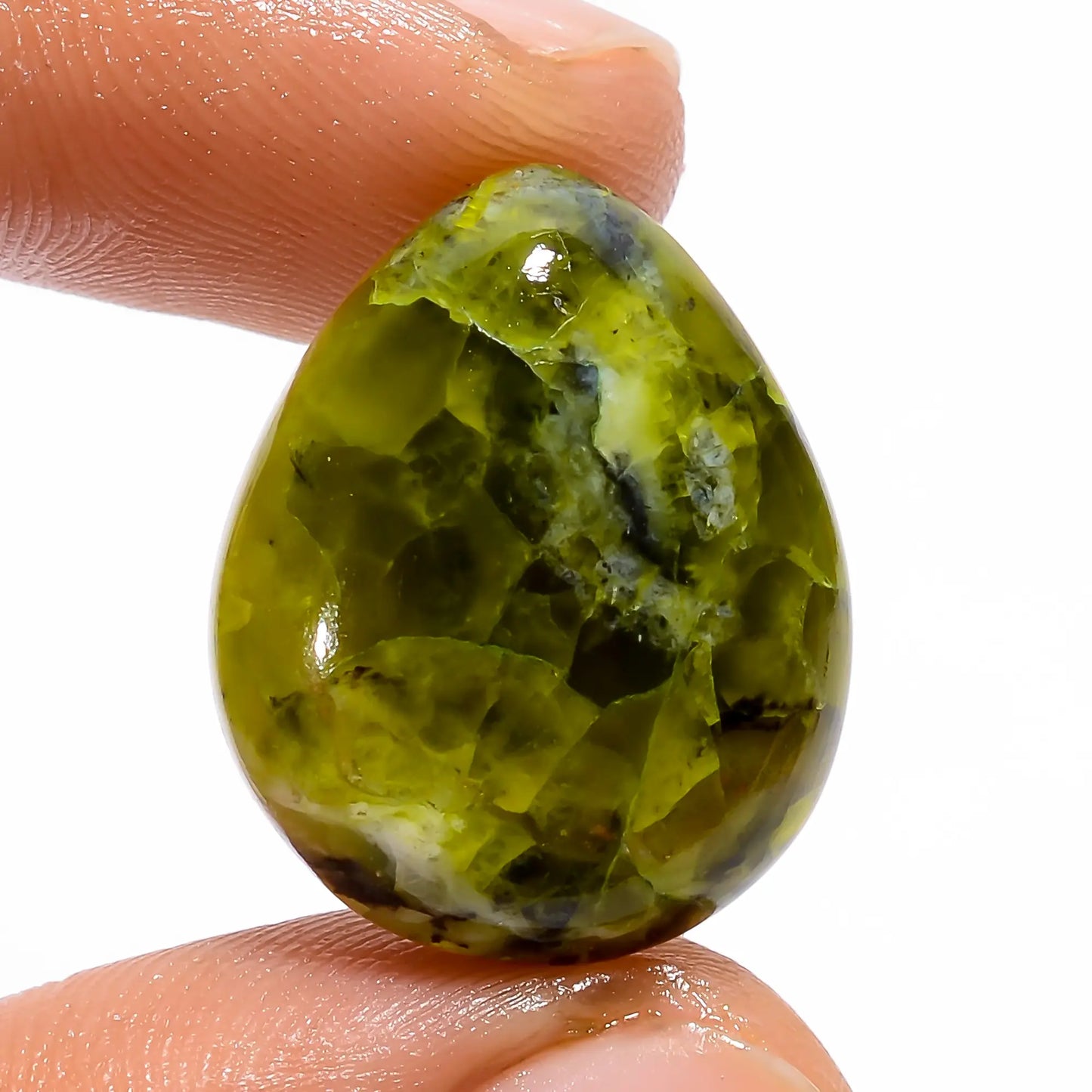 Wonderful Top Grade Quality 100% Natural Green Opal Pear Shape Cabochon Loose Gemstone For Making Jewelry 16 Ct. 21X17X5 mm V-4795