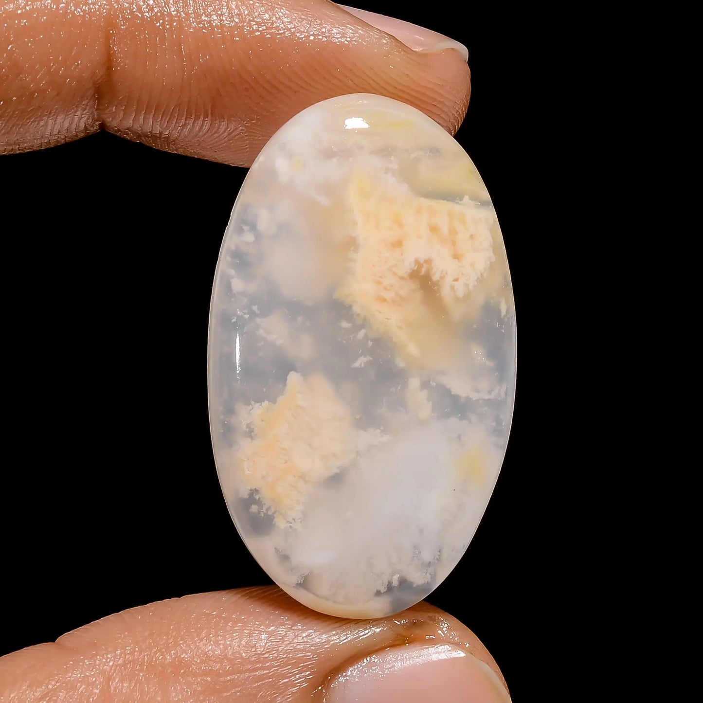 Supreme Top Grade Quality 100% Natural Feather Agate Oval Shape Cabochon Loose Gemstone For Making Jewelry 28 Ct. 33X19X4 mm V-4815