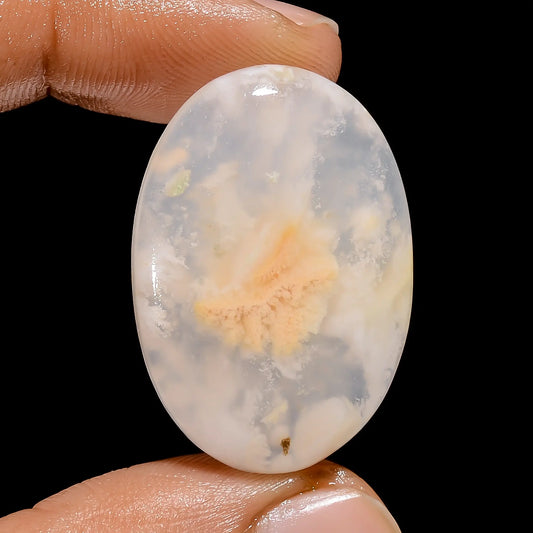 Classic Top Grade Quality 100% Natural Feather Agate Oval Shape Cabochon Loose Gemstone For Making Jewelry 34 Ct. 32X22X5 mm V-4824