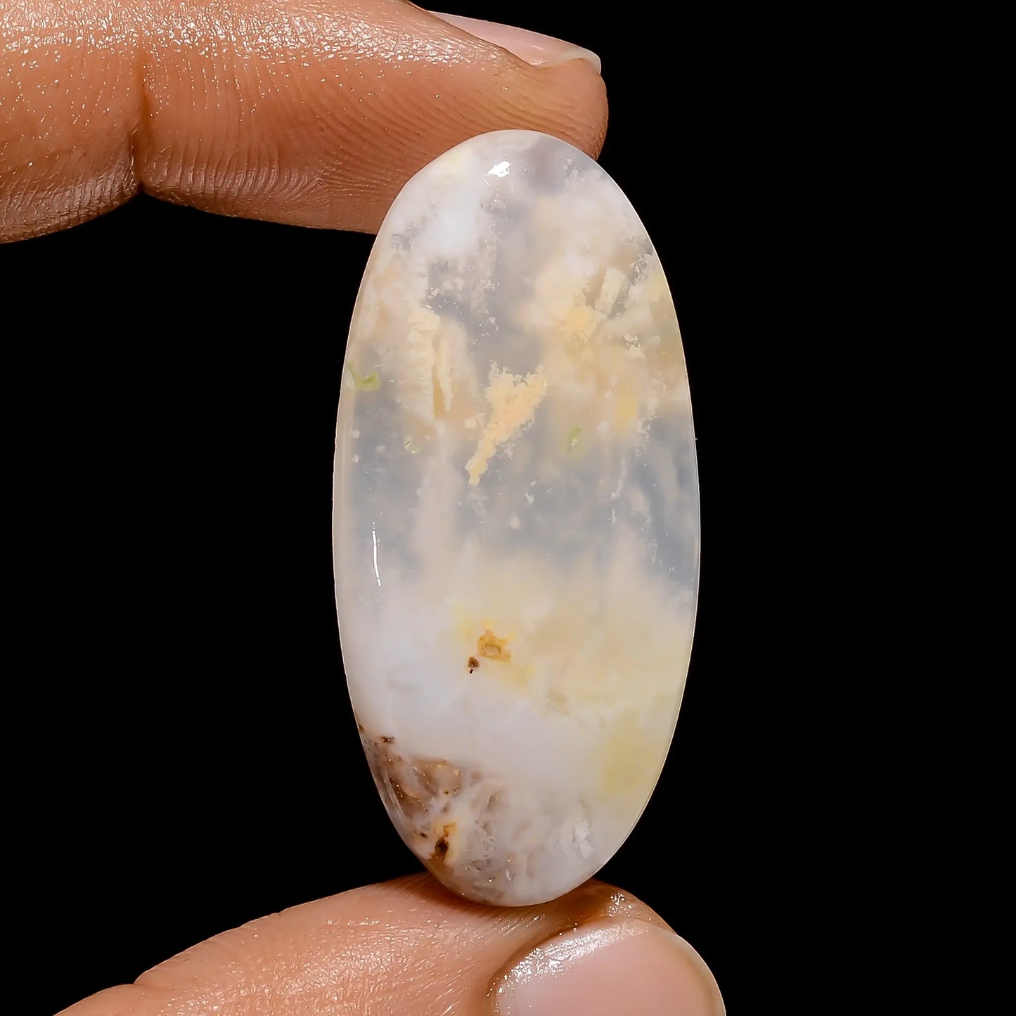 Dazzling Top Grade Quality 100% Natural Feather Agate Oval Shape Cabochon Loose Gemstone For Making Jewelry 32 Ct. 38X18X5 mm V-4825