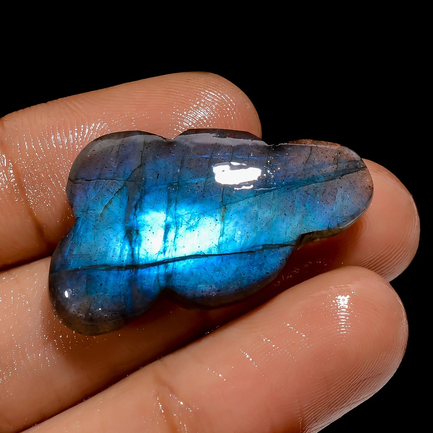 Stunning Top Grade Quality 100% Natural Blue Labradorite Cloud Shape Cabochon Loose Gemstone For Making Jewelry 26.5 Ct. 32X18X5 mm V-4889