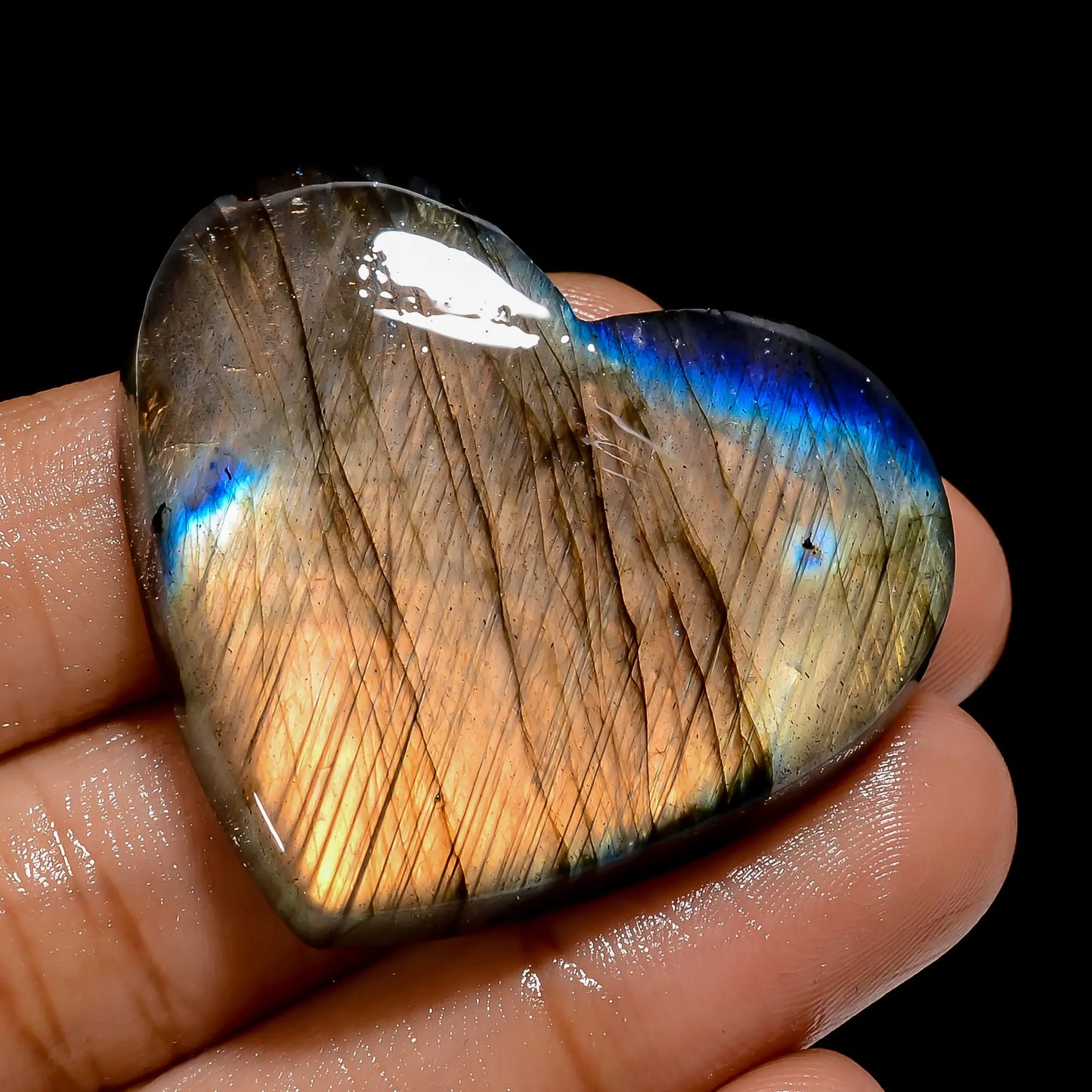 Wonderful Top Grade Quality 100% Natural Multi Labradorite Heart Shape Cabochon Loose Gemstone For Making Jewelry 89.5 Ct. 34X39X7 mm V-4894