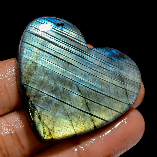 Incredible Top Grade Quality 100% Natural Multi Labradorite Heart Shape Cabochon Loose Gemstone For Making Jewelry 76.5 Ct 31X39X6 mm V-4908