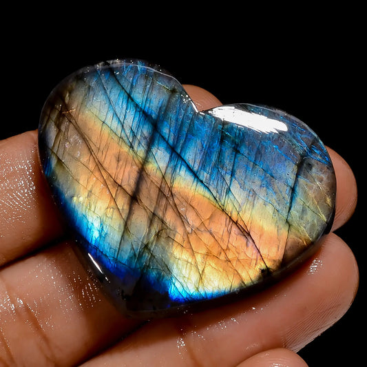 Marvellous Top Grade Quality 100% Natural Multi Labradorite Heart Shape Cabochon Loose Gemstone For Making Jewelry 85 Ct. 35X42X6 mm V-4910