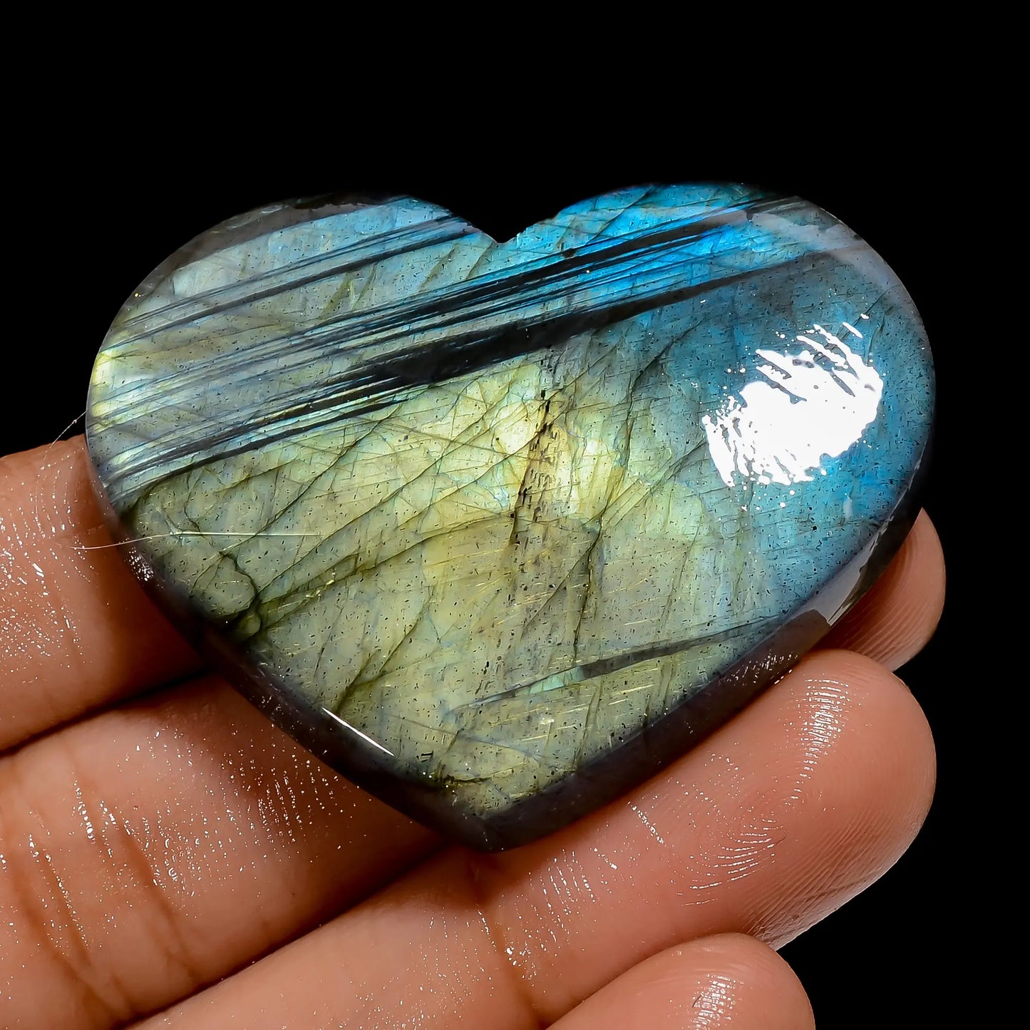 Superb Top Grade Quality 100% Natural Multi Labradorite Heart Shape Cabochon Loose Gemstone For Making Jewelry 91 Ct. 38X43X6 mm V-4913