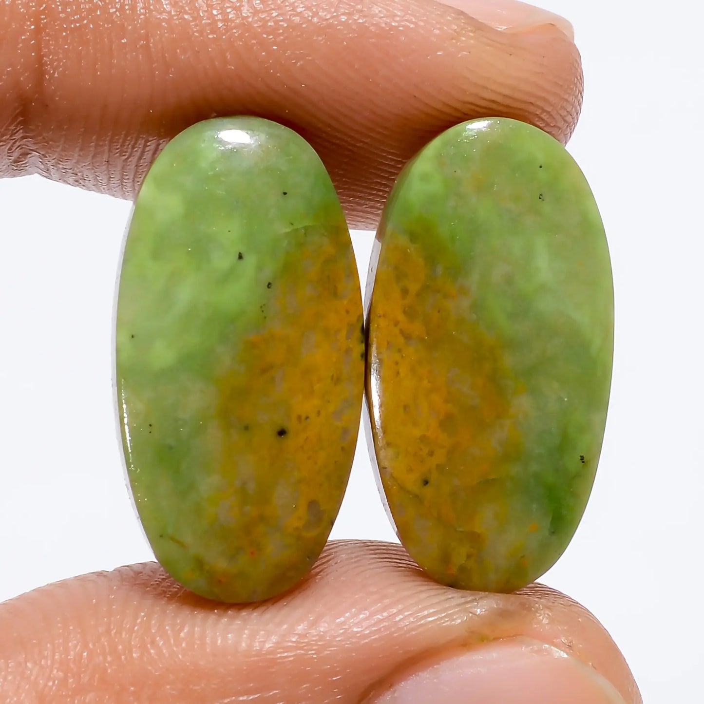 Awesome Top Grade Quality 100% Natural Chrome Chalcedony Oval Shape Cabochon Loose Gemstone Pair For Making Earrings 12.5 Ct. 20X10X3 mm V-4948