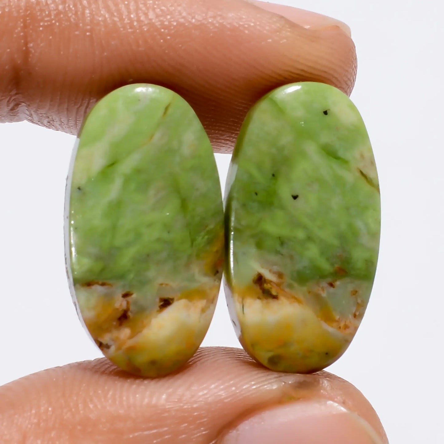 Classic Top Grade Quality 100% Natural Chrome Chalcedony Oval Shape Cabochon Loose Gemstone Pair For Making Earrings 13.5 Ct. 20X10X3 mm V-4950