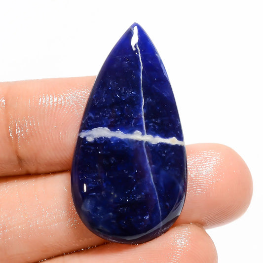 Classic Top Grade Quality 100% Natural Sodalite Pear Shape Cabochon Loose Gemstone For Making Jewelry 21 Ct. 33X17X4 mm V-5060