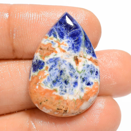 Elegant Top Grade Quality 100% Natural Sodalite Pear Shape Cabochon Loose Gemstone For Making Jewelry 18.5 Ct. 27X17X4 mm V-5064