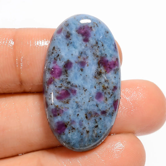 Gorgeous Top Grade Quality 100% Natural Ruby Kyanite Oval Shape Cabochon Loose Gemstone For Making Jewelry 41 Ct. 30X17X5 mm V-5066