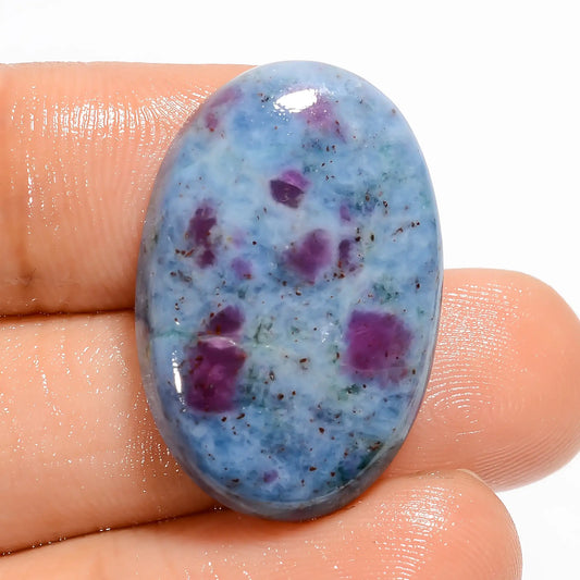 Marvellous Top Grade Quality 100% Natural Ruby Kyanite Oval Shape Cabochon Loose Gemstone For Making Jewelry 34.5 Ct. 26X17X5 mm V-5069